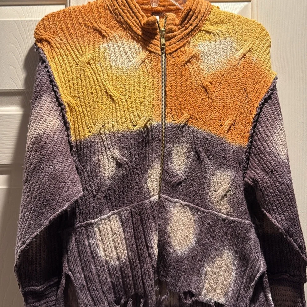 Free People Orange and Purple Women's Cardigan - Picture 2 of 4